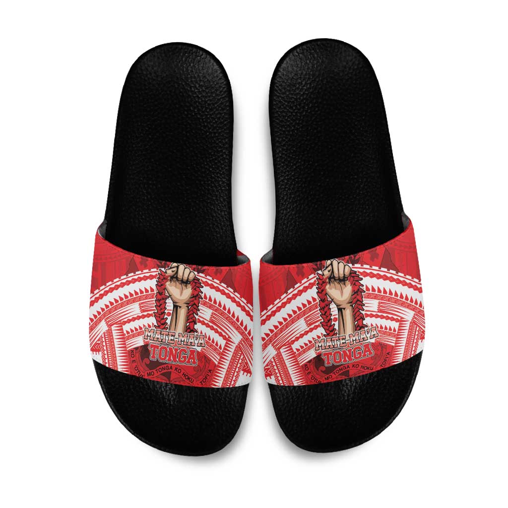Tonga Rugby Mate Ma'a Slide Sandals Tongan Pride Unique Style LT05 Red - Polynesian Pride