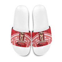 Tonga Rugby Mate Ma'a Slide Sandals Tongan Pride Unique Style LT05 Red - Polynesian Pride
