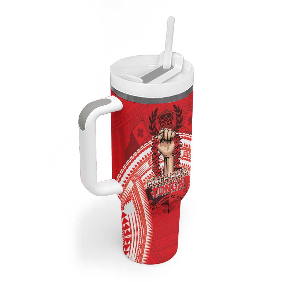Custom Tonga Rugby Mate Ma'a Tumbler With Handle Tongan Pride Unique Style LT05 - Polynesian Pride