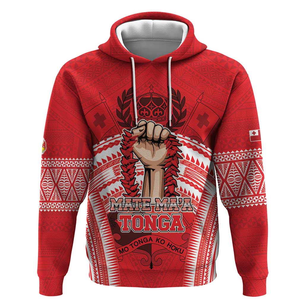 Custom Tonga Rugby Mate Ma'a Zip Hoodie Tongan Pride Unique Style LT05 Pullover Hoodie Red - Polynesian Pride