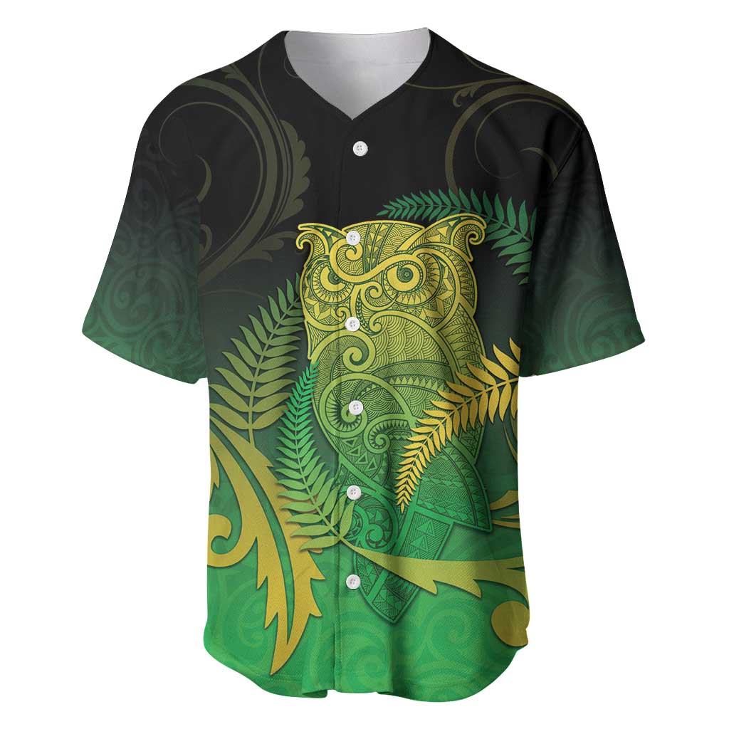 New Zealand Aotearoa Ruru Baseball Jersey Maori Fern Art Green LT05 Green - Polynesian Pride