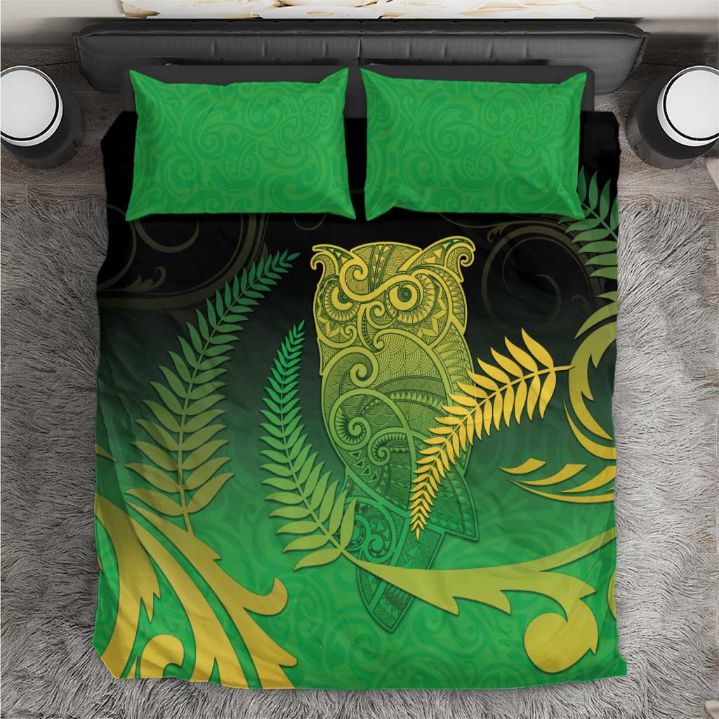 New Zealand Aotearoa Ruru Bedding Set Maori Fern Art Green LT05 Green - Polynesian Pride