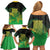 New Zealand Aotearoa Ruru Family Matching Off Shoulder Short Dress and Hawaiian Shirt Maori Fern Art Green