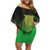 New Zealand Aotearoa Ruru Family Matching Off Shoulder Short Dress and Hawaiian Shirt Maori Fern Art Green