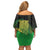 New Zealand Aotearoa Ruru Family Matching Off Shoulder Short Dress and Hawaiian Shirt Maori Fern Art Green