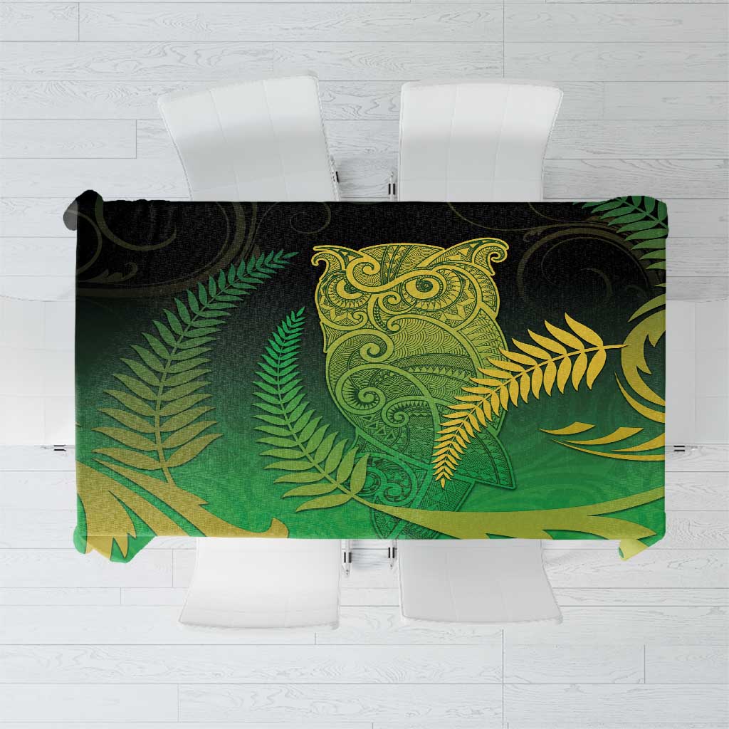 New Zealand Aotearoa Ruru Tablecloth Maori Fern Art Green