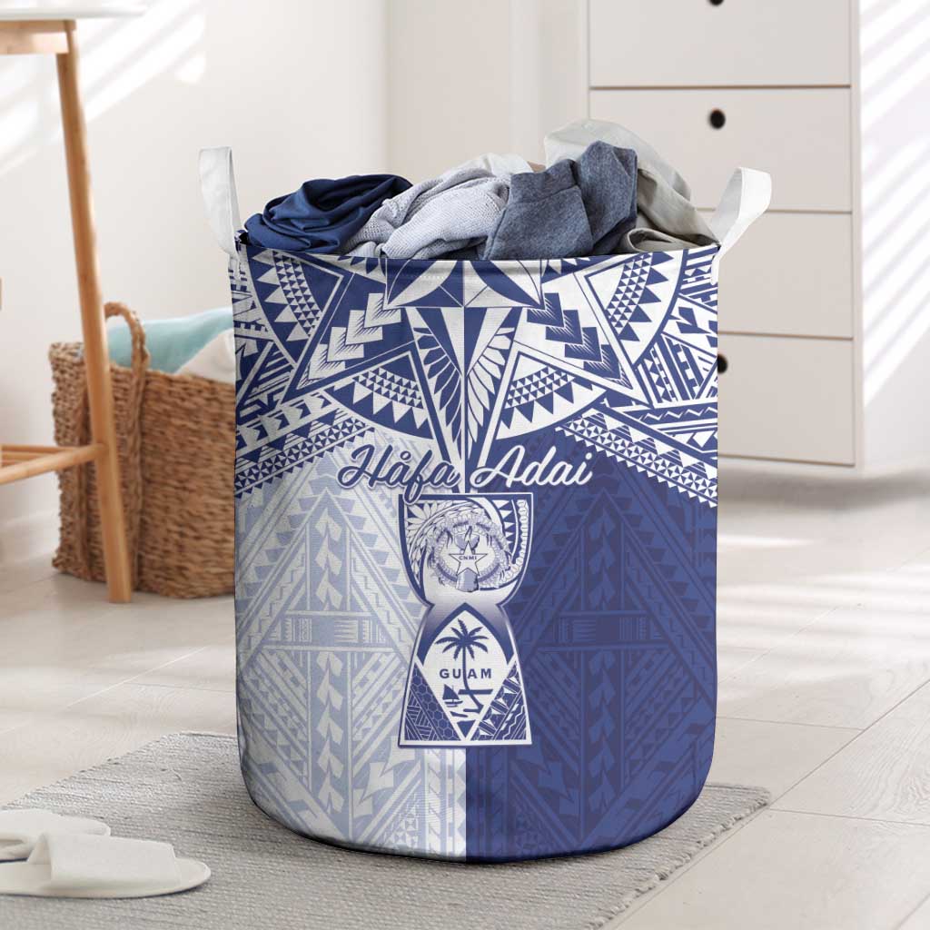 Northern Mariana Islands And Guam Laundry Basket Latte Stone With Tribal Pattern LT05 Blue - Polynesian Pride