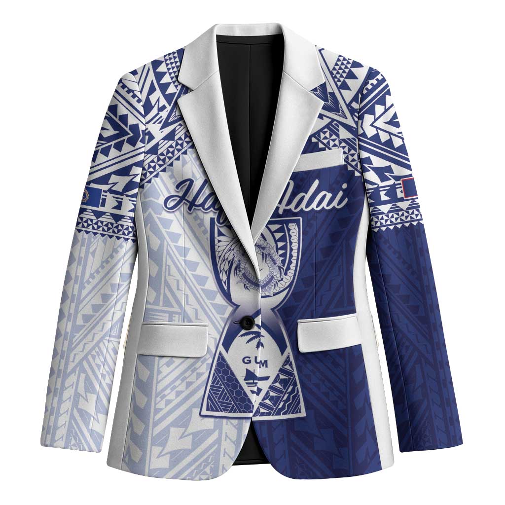 Personalised Northern Mariana Islands And Guam Blazer Latte Stone With Tribal Pattern LT05 Unisex Blue - Polynesian Pride