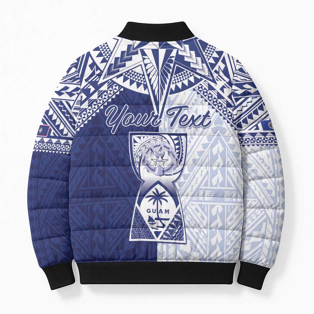 Personalised Northern Mariana Islands And Guam Bomber Puffer Jacket Latte Stone With Tribal Pattern LT05 - Polynesian Pride