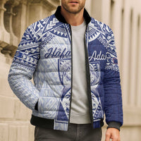 Personalised Northern Mariana Islands And Guam Bomber Puffer Jacket Latte Stone With Tribal Pattern LT05 - Polynesian Pride