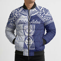 Personalised Northern Mariana Islands And Guam Bomber Puffer Jacket Latte Stone With Tribal Pattern LT05 - Polynesian Pride