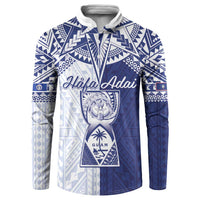 Personalised Northern Mariana Islands And Guam Button Sweatshirt Latte Stone With Tribal Pattern LT05 Blue - Polynesian Pride