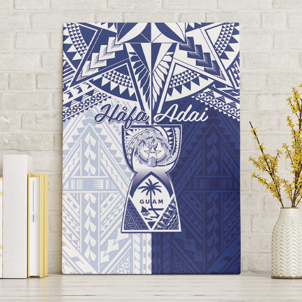 Northern Mariana Islands And Guam Canvas Wall Art Latte Stone With Tribal Pattern LT05 Without Frame Blue - Polynesian Pride