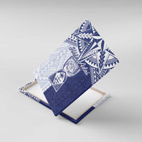 Northern Mariana Islands And Guam Canvas Wall Art Latte Stone With Tribal Pattern LT05 With Frame Blue - Polynesian Pride