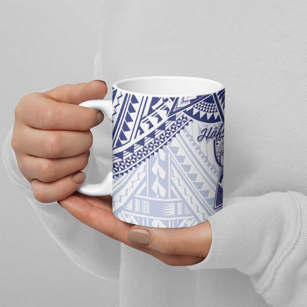 Northern Mariana Islands And Guam Ceramic Mug Latte Stone With Tribal Pattern LT05 - Polynesian Pride
