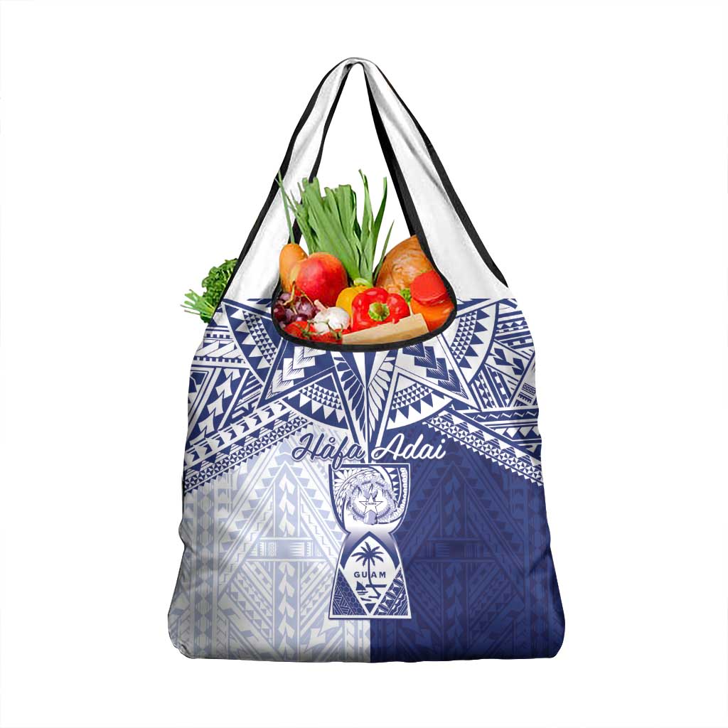 Northern Mariana Islands And Guam Grocery Bag Latte Stone With Tribal Pattern LT05 1-pack One Size Blue - Polynesian Pride