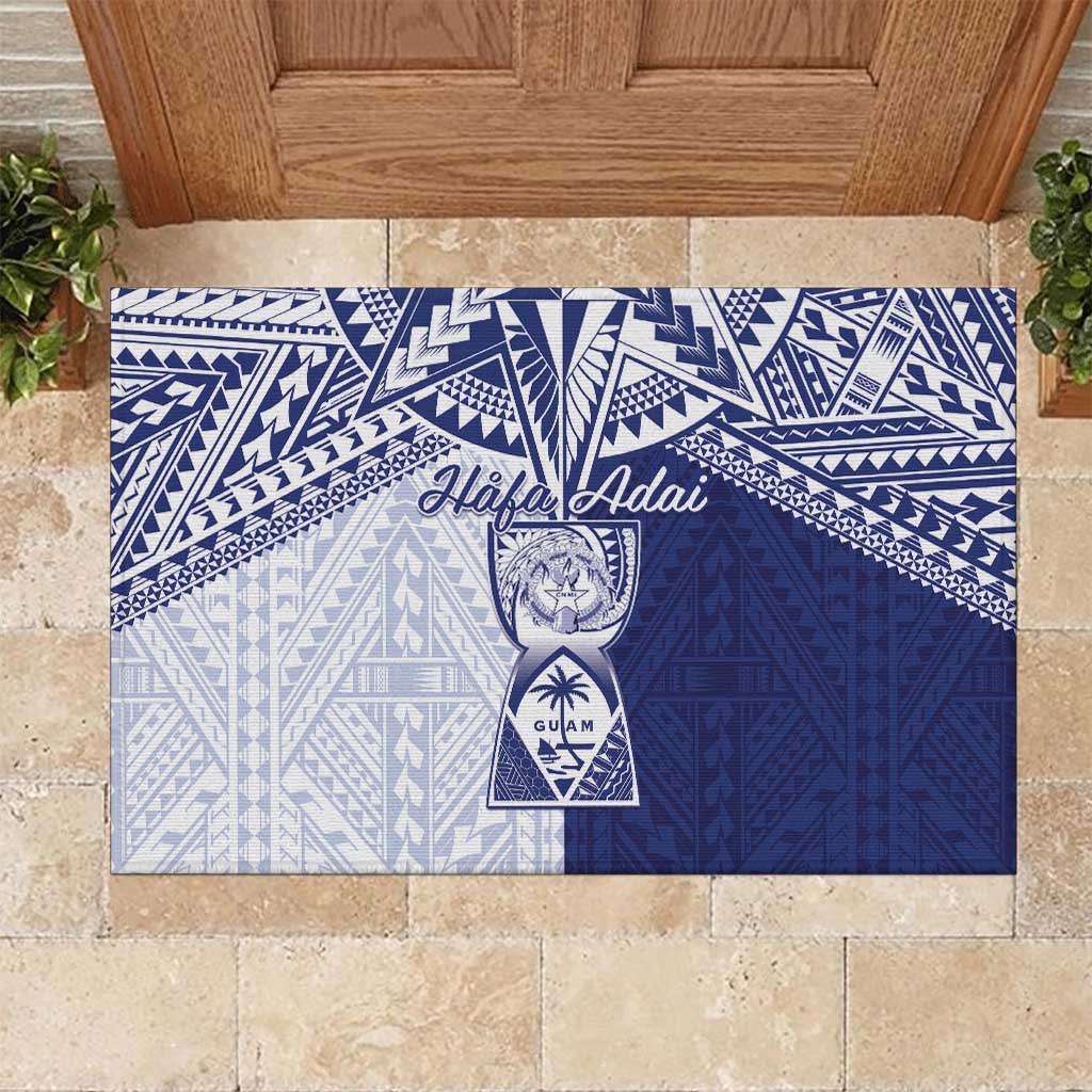 Northern Mariana Islands And Guam Rubber Doormat Latte Stone With Tribal Pattern LT05 Blue - Polynesian Pride
