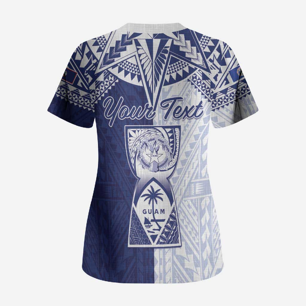 Personalised Northern Mariana Islands And Guam Scrub Top Latte Stone With Tribal Pattern LT05 - Polynesian Pride