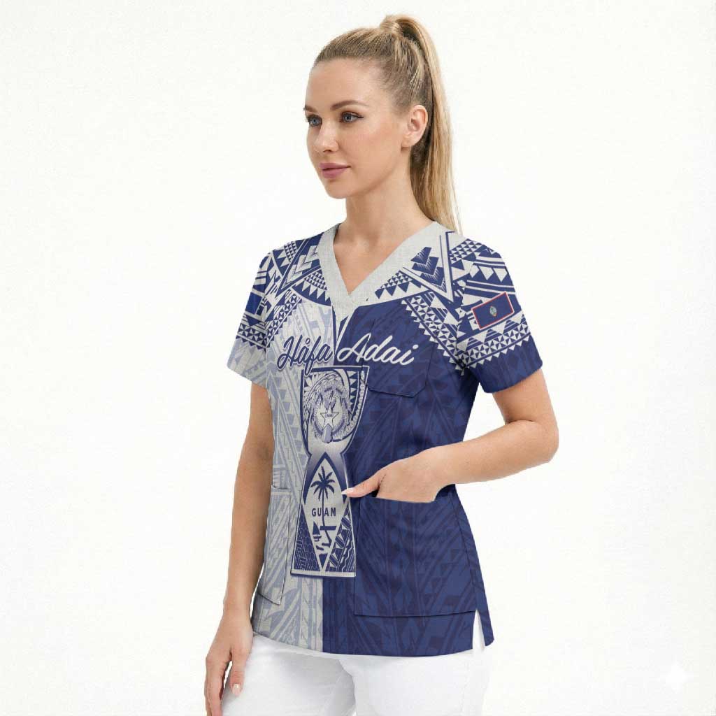 Personalised Northern Mariana Islands And Guam Scrub Top Latte Stone With Tribal Pattern LT05 - Polynesian Pride