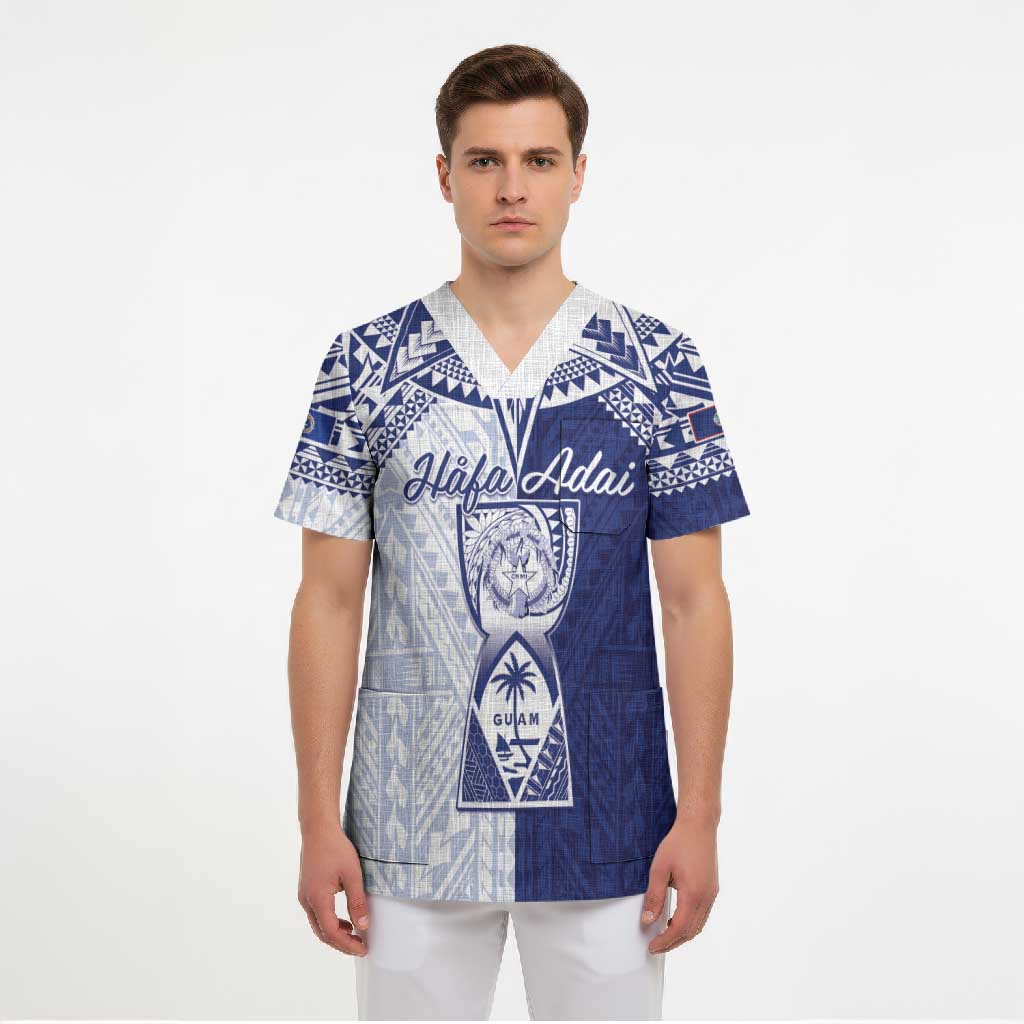 Personalised Northern Mariana Islands And Guam Scrub Top Latte Stone With Tribal Pattern LT05 - Polynesian Pride