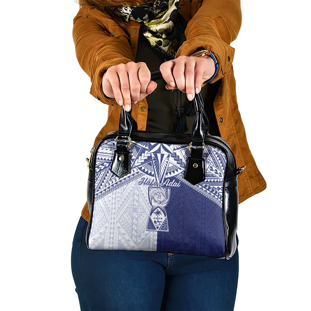 Northern Mariana Islands And Guam Shoulder Handbag Latte Stone With Tribal Pattern LT05 One Size Blue - Polynesian Pride