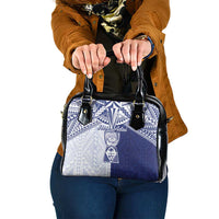 Northern Mariana Islands And Guam Shoulder Handbag Latte Stone With Tribal Pattern LT05 One Size Blue - Polynesian Pride
