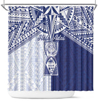 Northern Mariana Islands And Guam Shower Curtain Latte Stone With Tribal Pattern LT05 Blue - Polynesian Pride
