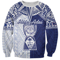 Personalised Northern Mariana Islands And Guam Sweatshirt Latte Stone With Tribal Pattern LT05 Unisex Blue - Polynesian Pride