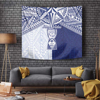 Northern Mariana Islands And Guam Tapestry Latte Stone With Tribal Pattern LT05 Blue - Polynesian Pride