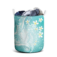 Polynesian Jellyfish Laundry Basket With Plumeria Teal LT05 - Polynesian Pride