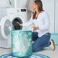 Polynesian Jellyfish Laundry Basket With Plumeria Teal LT05 - Polynesian Pride