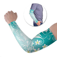 Polynesian Jellyfish Arm Sleeves With Plumeria Teal LT05 Set of 2 Teal - Polynesian Pride