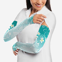 Polynesian Jellyfish Arm Sleeves With Plumeria Teal LT05 - Polynesian Pride
