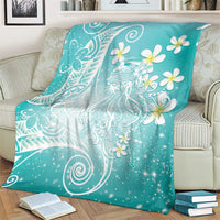 Polynesian Jellyfish Blanket With Plumeria Teal LT05 - Polynesian Pride