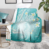 Polynesian Jellyfish Blanket With Plumeria Teal LT05 - Polynesian Pride