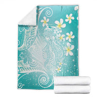 Polynesian Jellyfish Blanket With Plumeria Teal LT05 - Polynesian Pride