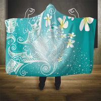 Polynesian Jellyfish Hooded Blanket With Plumeria Teal LT05 - Polynesian Pride