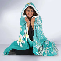 Polynesian Jellyfish Hooded Blanket With Plumeria Teal LT05 - Polynesian Pride