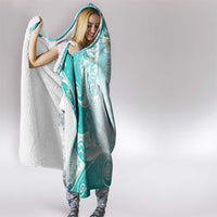 Polynesian Jellyfish Hooded Blanket With Plumeria Teal LT05 - Polynesian Pride