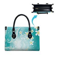 Polynesian Jellyfish Leather Bag With Plumeria Teal LT05 - Polynesian Pride