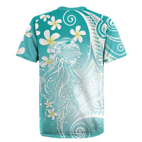 Polynesian Jellyfish Rugby Jersey With Plumeria Teal LT05 - Polynesian Pride