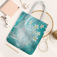 Polynesian Jellyfish Tote Bag With Plumeria Teal LT05 White Strap One Size Teal - Polynesian Pride