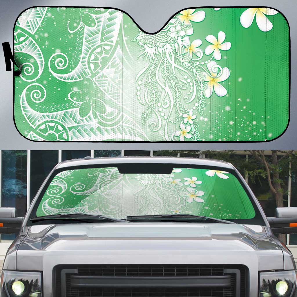 Polynesian Jellyfish Auto Sun Shade With Plumeria Green LT05 Green - Polynesian Pride