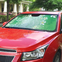 Polynesian Jellyfish Auto Sun Shade With Plumeria Green LT05 - Polynesian Pride