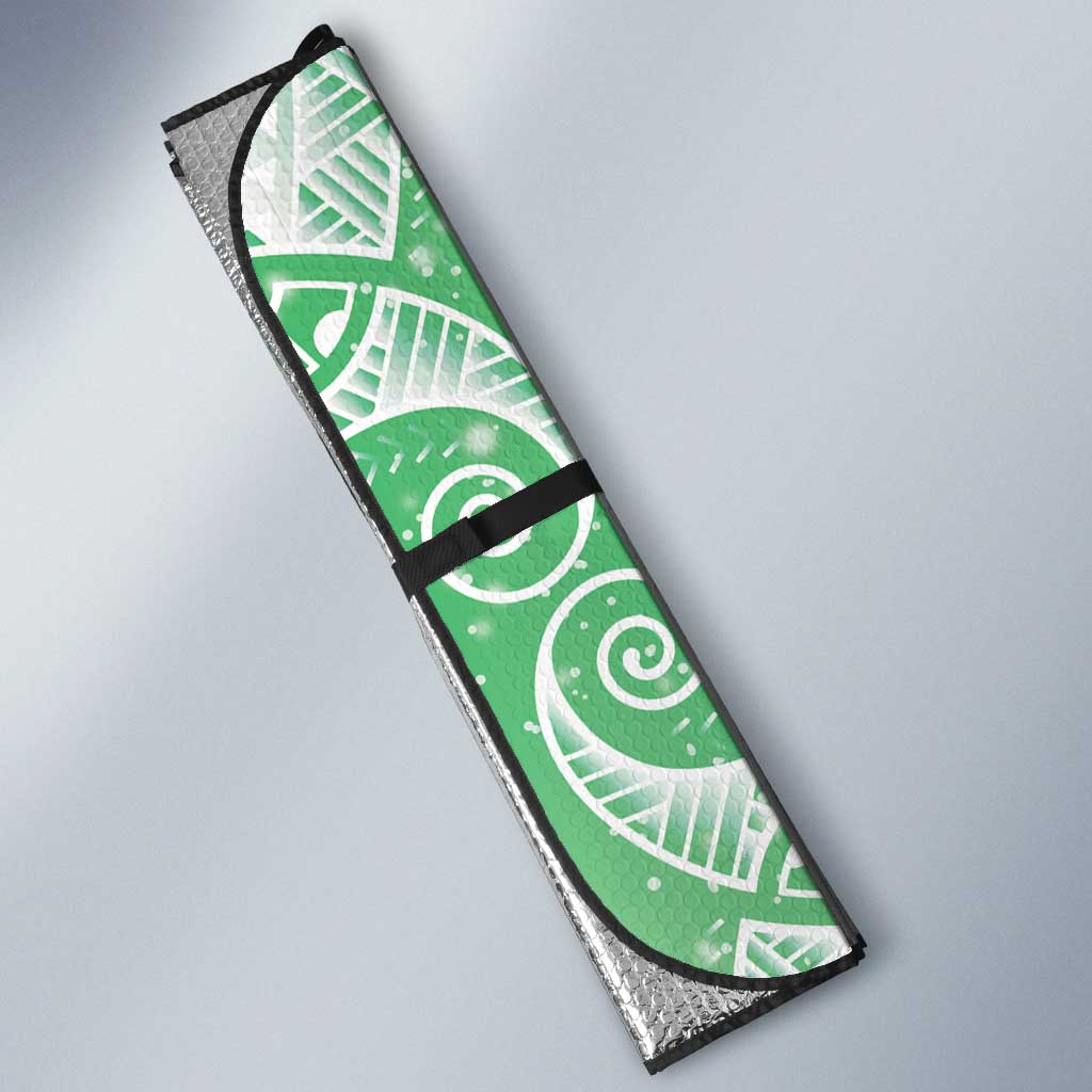 Polynesian Jellyfish Auto Sun Shade With Plumeria Green LT05 - Polynesian Pride