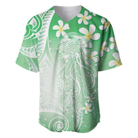 Polynesian Jellyfish Baseball Jersey With Plumeria Green LT05 Green - Polynesian Pride