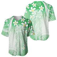 Polynesian Jellyfish Baseball Jersey With Plumeria Green LT05 - Polynesian Pride