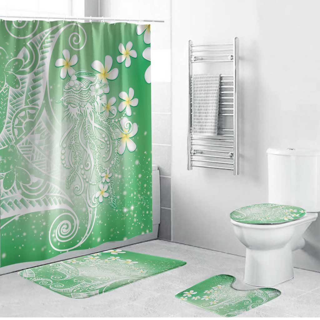 Polynesian Jellyfish Bathroom Set With Plumeria Green LT05 Bathroom Set (4 pcs) Green - Polynesian Pride