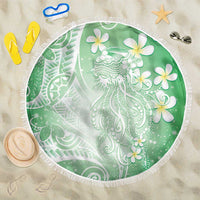 Polynesian Jellyfish Beach Blanket With Plumeria Green LT05 One Size 150cm Green - Polynesian Pride