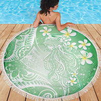 Polynesian Jellyfish Beach Blanket With Plumeria Green LT05 - Polynesian Pride